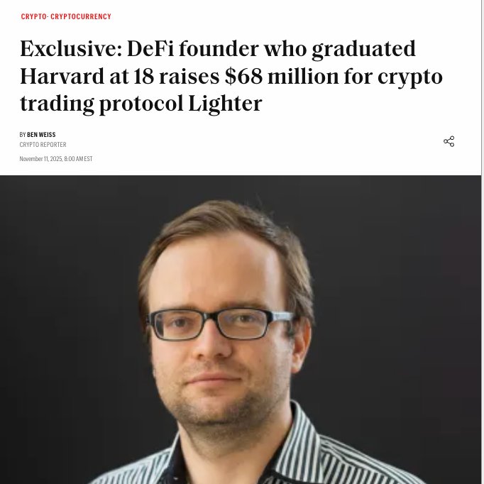 katie_haun's tweet image. Congrats to @vnovakovski and the @Lighter_xyz team on their raise from a world-class set of partners including @foundersfund, @RibbitCapital, and @RobinhoodApp. An exceptional founder and team driving the next evolution in decentralized trading.