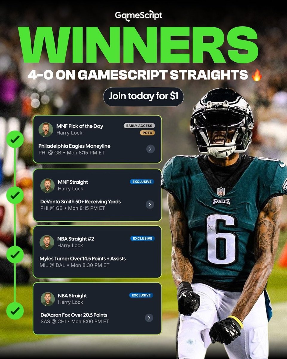 HarryLockPicks's tweet photo. Last night wasn't must-watch... 

But we had a CLEAN SWEEP of straights on GameScript. 🧹

🏀 Want four NBA picks today? Of course you do. 

Click here ➡️ https://t.co/UQTsO5rKaW 

We've got profit to play with: Let's keep building. 

21+ Only.