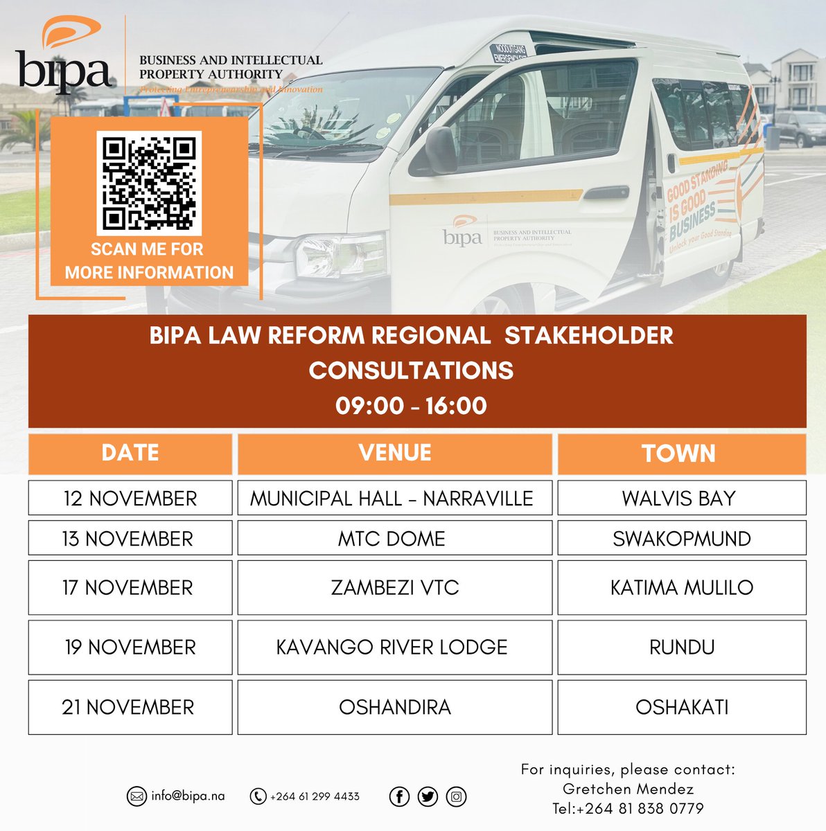 bipa_nam's tweet image. Law reform outreach is on the move! Walvis Bay, get ready to discover how new changes impact your business. Don’t miss out.

#BIPA #LawReform #BusinessAwareness #WalvisBay #EmpoweringBusinesses #KnowYourRights