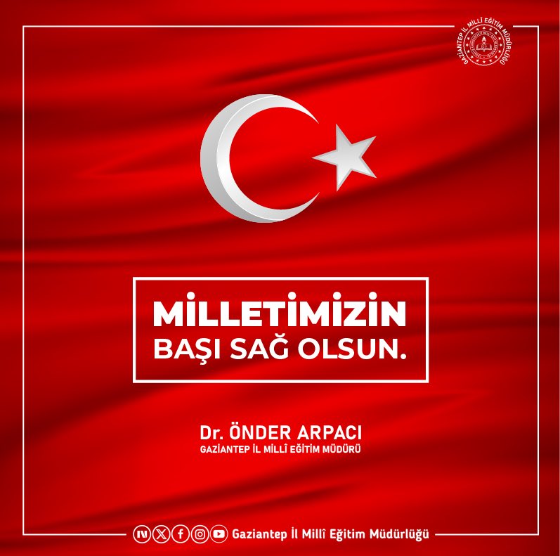 Görevi başında geçirdiği rahatsızlık sonucu şehit olan Polis Memuru Faruk Şahin’e Allah’tan rahmet, ailesine sabrıcemil diliyorum.

Milletimizin başı sağ olsun. 🇹🇷

Dr. Önder Arpacı
İl Millî Eğitim Müdürü

<a href="/Dr_Onderarpaci/">Dr. Önder ARPACI</a>