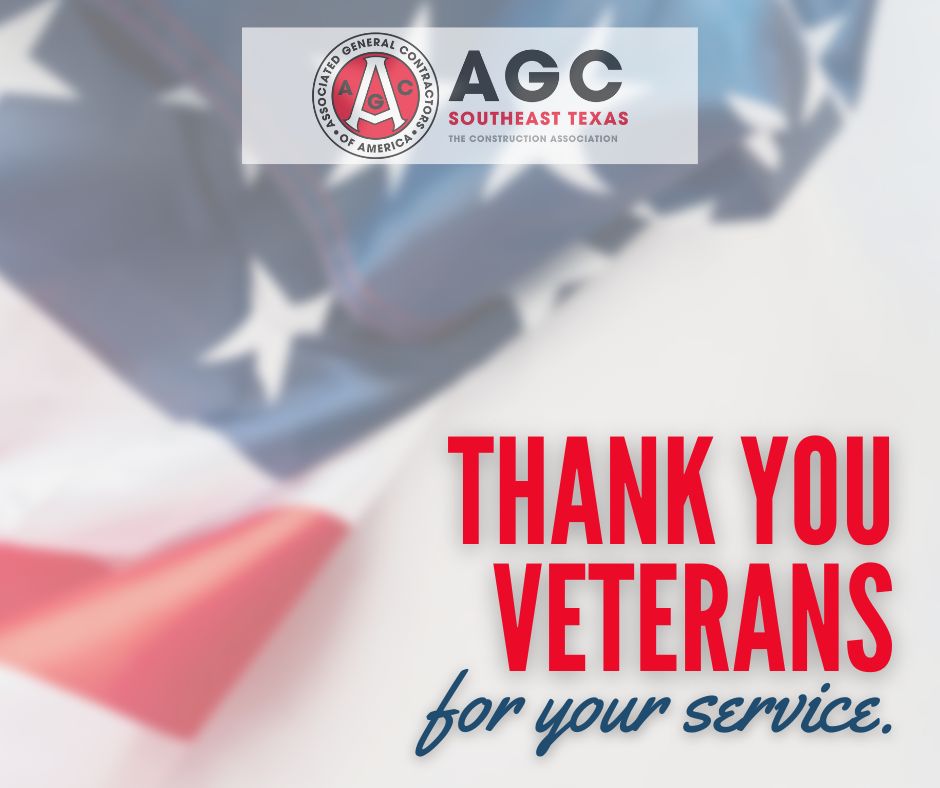 AGC of SETX would like to express our gratitude to the brave men &amp; women who have served, and continue to serve, our great nation. Your dedication, sacrifice, &amp; courage protect the freedoms we hold dear. Today and every day, we honor you.
Thank you for your service!
#VeteransDay