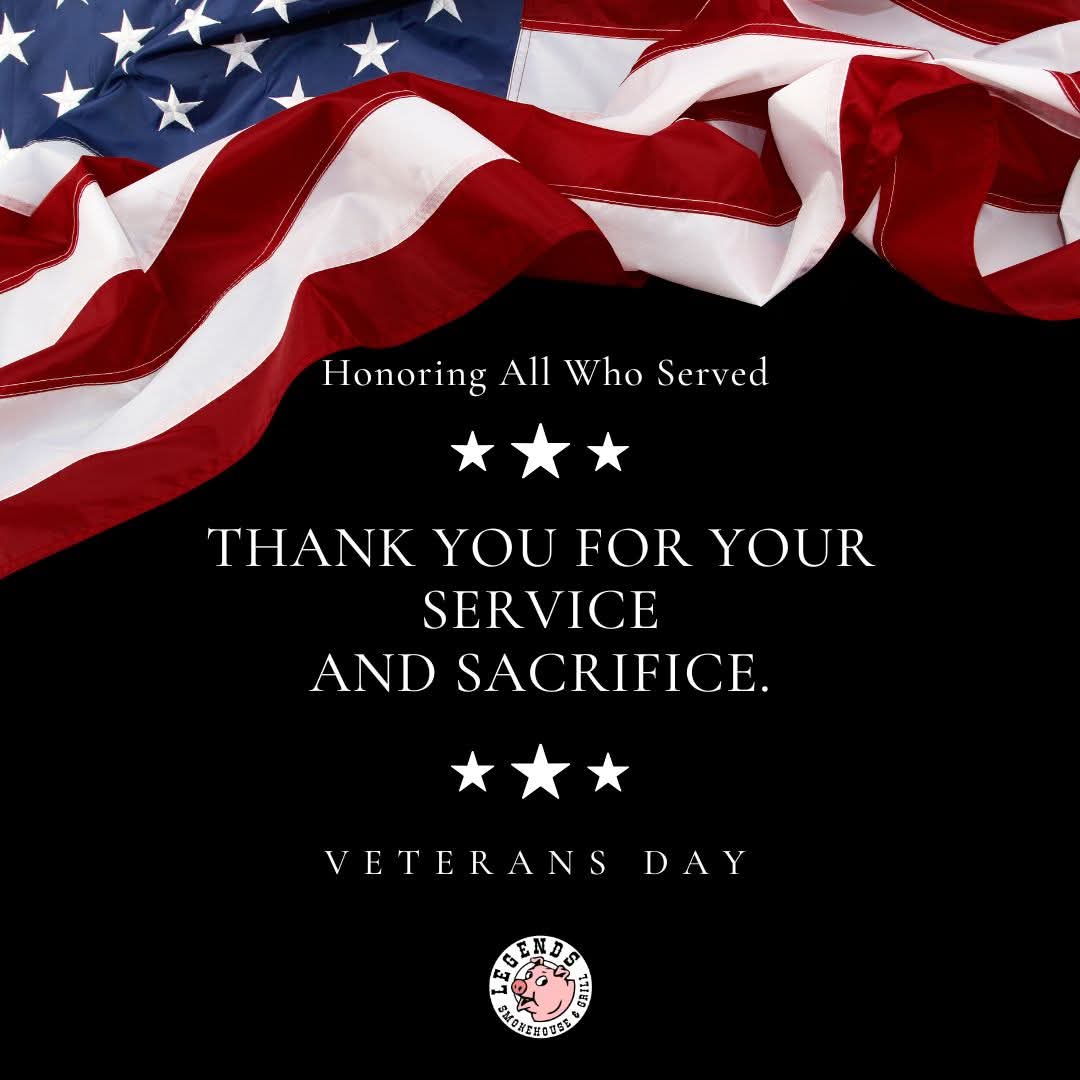 Today we recognize and honor our nation's military veterans. 
Thank you to all veterans for their service and sacrifices. We honor you for all you have done and continue to do for our country. 
From your veteran-owned BBQ family — thank you to all who served!
#VeteransDay