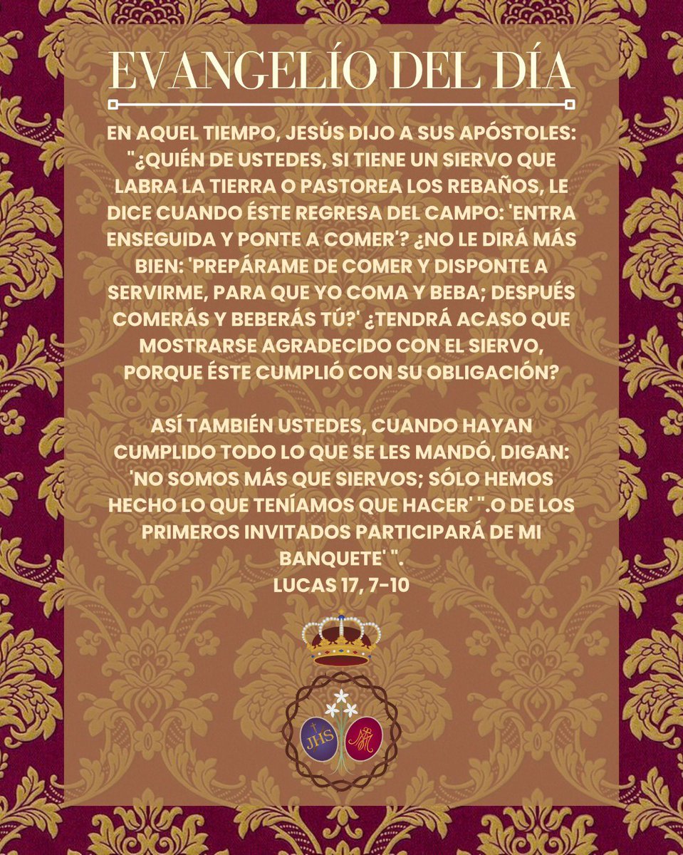 Evangelio del Día | 📖 San Lucas (17, 7-10): Gloria a ti, Señor Jesús