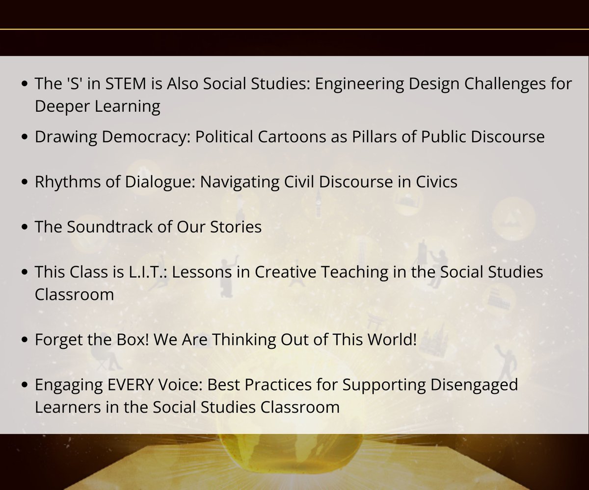 ✨ The Region 4 Social Studies Conference lights up on Dec 3!

Join us for a day of creativity, collaboration &amp; inspiration as you Illuminate History Through the Arts. Spark new ideas. Transform instruction.

🎨 Check out the sessions below!
👉 bit.ly/3VqKuza
#R4SSConf