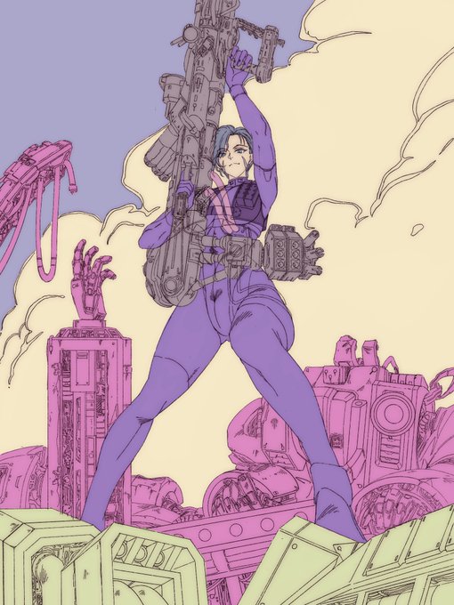 リクエストいただきましたカスミさんの進捗になります 先のサリーさんと並べる、若しくは対になるイメージで描かせていただきました。カスミさんはピッチリスーツが魅力的なデザインなのでそのままに大型火器でボリュームを付けてサリーさんに引けを取らない感じにしてみました