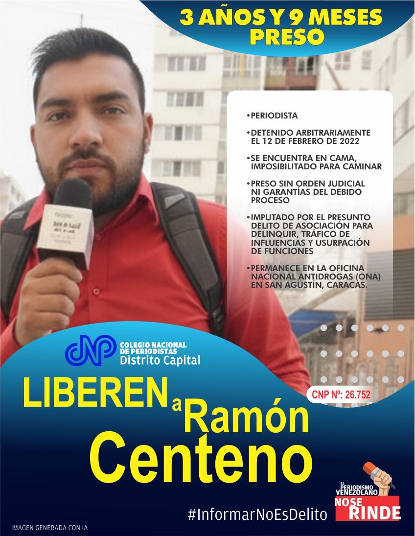 #11Nov #DDHH | El colega  Ramón Centeno lleva ¡3 AÑOS Y 9 MESES PRESO! Detenido arbitrariamente desde #Feb de 2022, sin garantías de debido proceso. Su estado es crítico: En cama, imposibilitado para caminar. Un caso plagado de irregularidades. 
#LiberenARamonCenteno