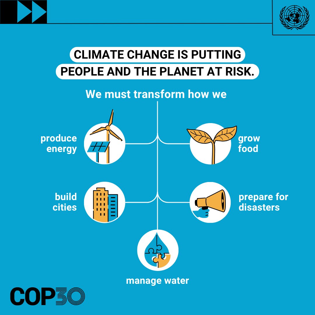 We must #ActNow because climate change continues to put both people and the planet at risk.

#COP30 is starting in Belém 🇧🇷 today.

Follow live updates here ➡️ unfccc.int/cop30

Text &amp; Picture From <a href="/UNGeneva/">United Nations Geneva</a> 
#OnlyOneEarth 🌍🌻🐝