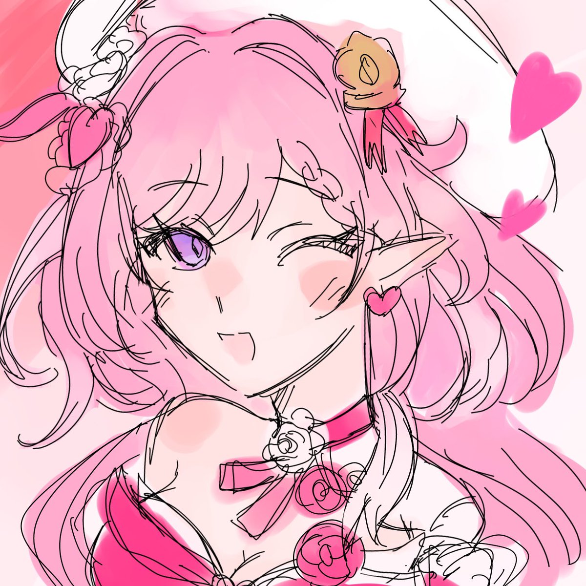 kurachak_'s tweet image. エリシア誕生日おめでとう！！
仮塗りだけど、ハーイ♡愛の妖精さん描いた。
#elysia #honkai3rd