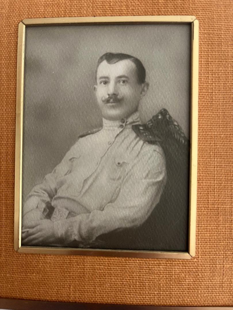 JaysonSpiegel's tweet photo. On Veterans Day, I want to share a photo of my grandfather in the Czar’s army near the end of WWI. His left hand holds a cigarette and covers the wound to his right hand. What I would give to grow a mustache like his. https://t.co/YWfs7KOqFL