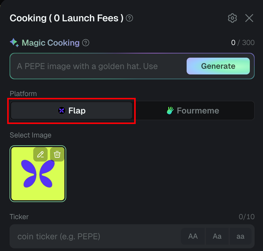 ⚡️ GMGN Update

1. BSC Cooking Supports Flap (1/2)
- Added Flap launchpad, quickly create your token on Flap

cooking now: gmgn.ai/?chain=bsc
(not call, just a example)