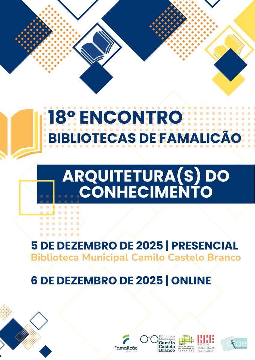 Estão abertas as inscrições para o 18º Encontro de Bibliotecas de Famalicão.
bibliotecasdefamalicao.blogspot.com/2025/11/18-enc…