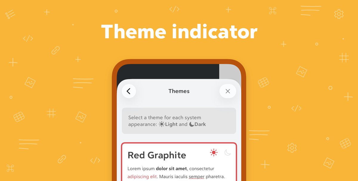 BearNotesApp's tweet image. #BearTips Bear’s theme indicator shows your active theme for Light/Dark Mode.

Look for the little sun &amp;amp; moon next to the theme name! ☀️🌙
