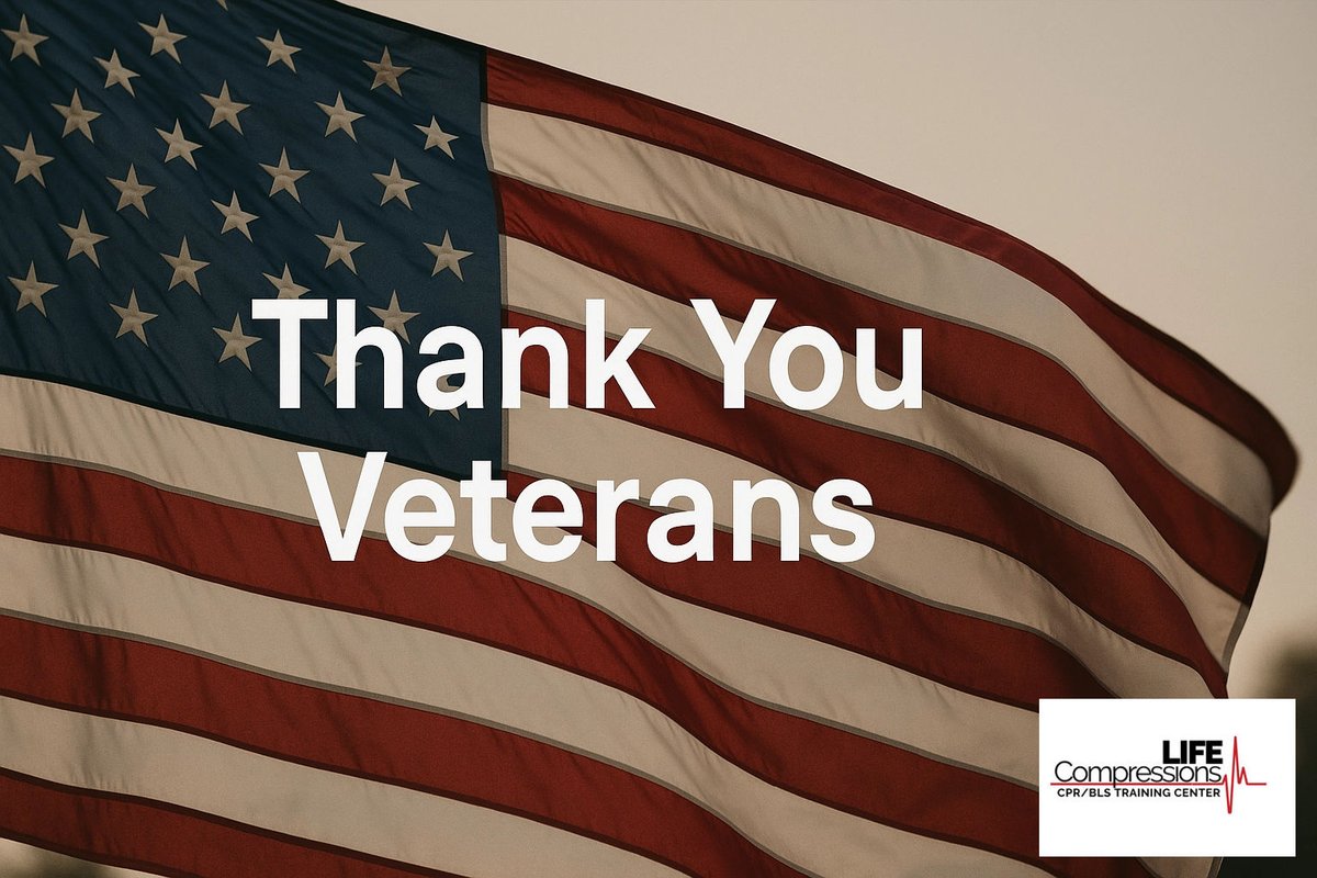 LifeCompression's tweet image. Today we pause to honor and thank all veterans for your service and sacrifice. Your dedication inspires us every day. #VeteransDay #ThankYouVeterans #LifeSavingSkills #CPRTraining #HealthcareHeroes