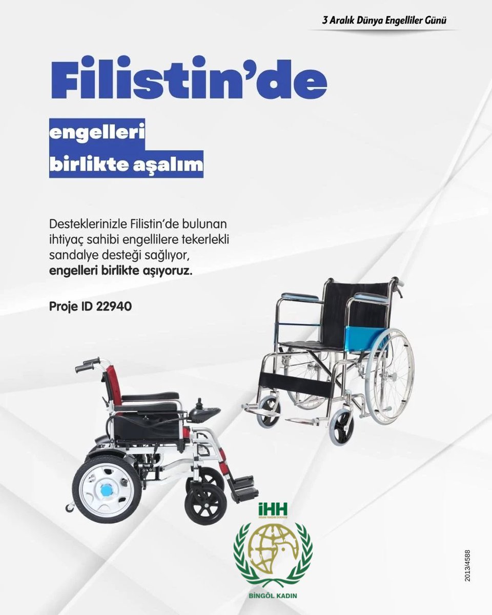 Türkiye ve Filistin'de Engelleri Birlikte Aşalım. 🤝🏼

Desteklerinizle Türkiye ve Filistin'de bulunan ihtiyaç sahibi engellilere tekerlekli sandalye desteği sağlıyor, engelleri birlikte aşıyoruz.