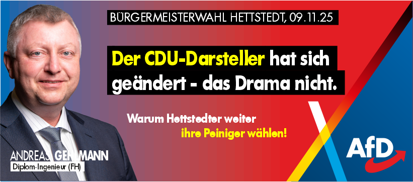 afdgehlmann's tweet photo. Bürgermeisterwahl Hettstedt:
Neuer Name, altes Drama. 67,6 % wählen wieder CDU – die Partei, die Hettstedt seit Jahrzehnten in den Niedergang geführt hat.
Man nennt es Stockholm-Syndrom: Die Stadt liebt ihre Peiniger.
#Hettstedt #CDU #Kommunalwahl https://t.co/wdeYDoITm8