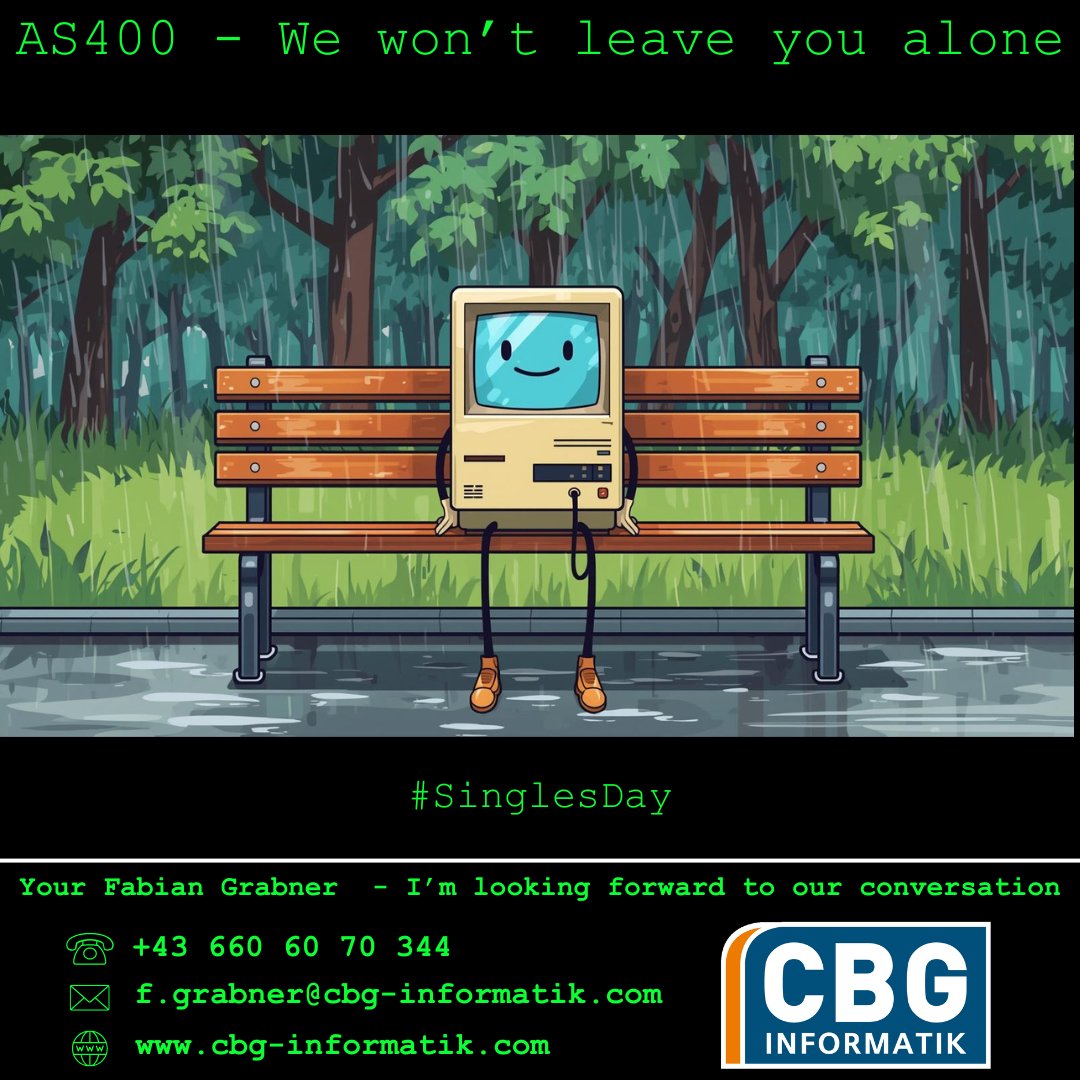 CBG_Informatik's tweet image. AS400 - We won&apos;t leave you alone. Happy Singles Day.
CBG Informatik GmbH
.
.
.
#cbginformatik #ERP #erpsystem #as400 #cloudsolution #cloud #Infor #IBM #production #manufacturing #project #automation #testing #projectmanagement