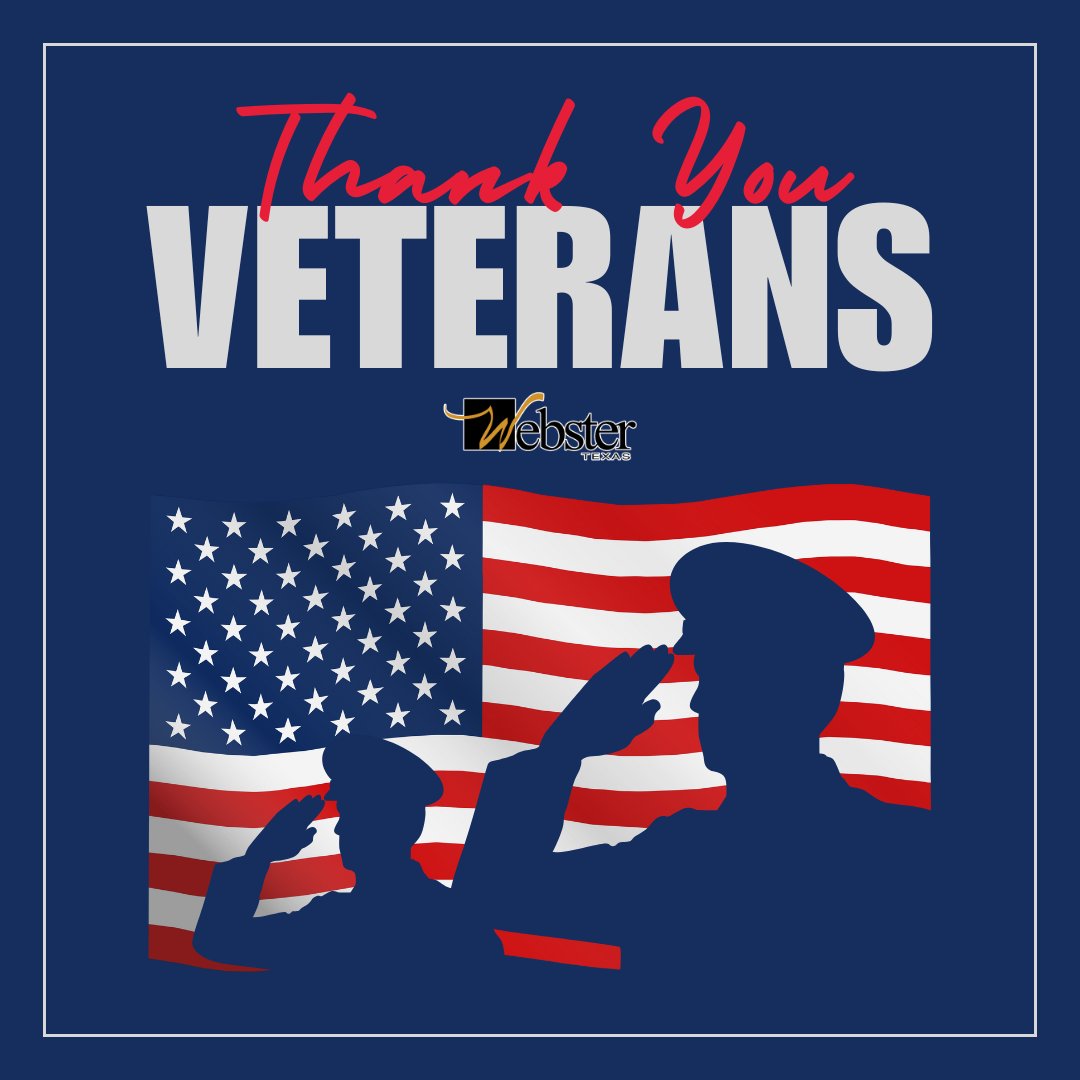 Today on Veterans Day, the City of Webster extends our deepest gratitude to the men and women who have served our country. Please join us in thanking our veterans for their bravery and commitment to ensuring our freedom.