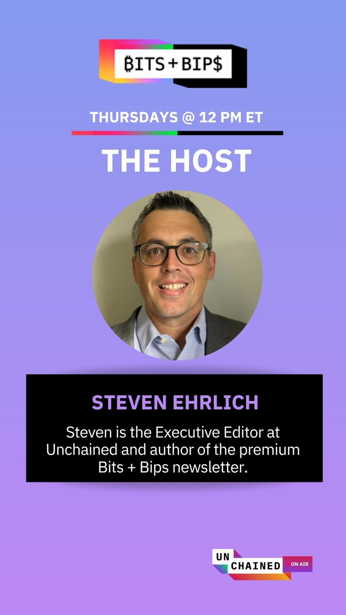 laurashin's tweet image. Also under ₿its + Bip$: a weekly interview series hosted by Unchained’s Executive Editor, Steven Ehrlich ( @Steven_Ehrlich ).

Deep dives into the most important trends across crypto, macro, and TradFi — one thoughtful conversation at a time.

5/9