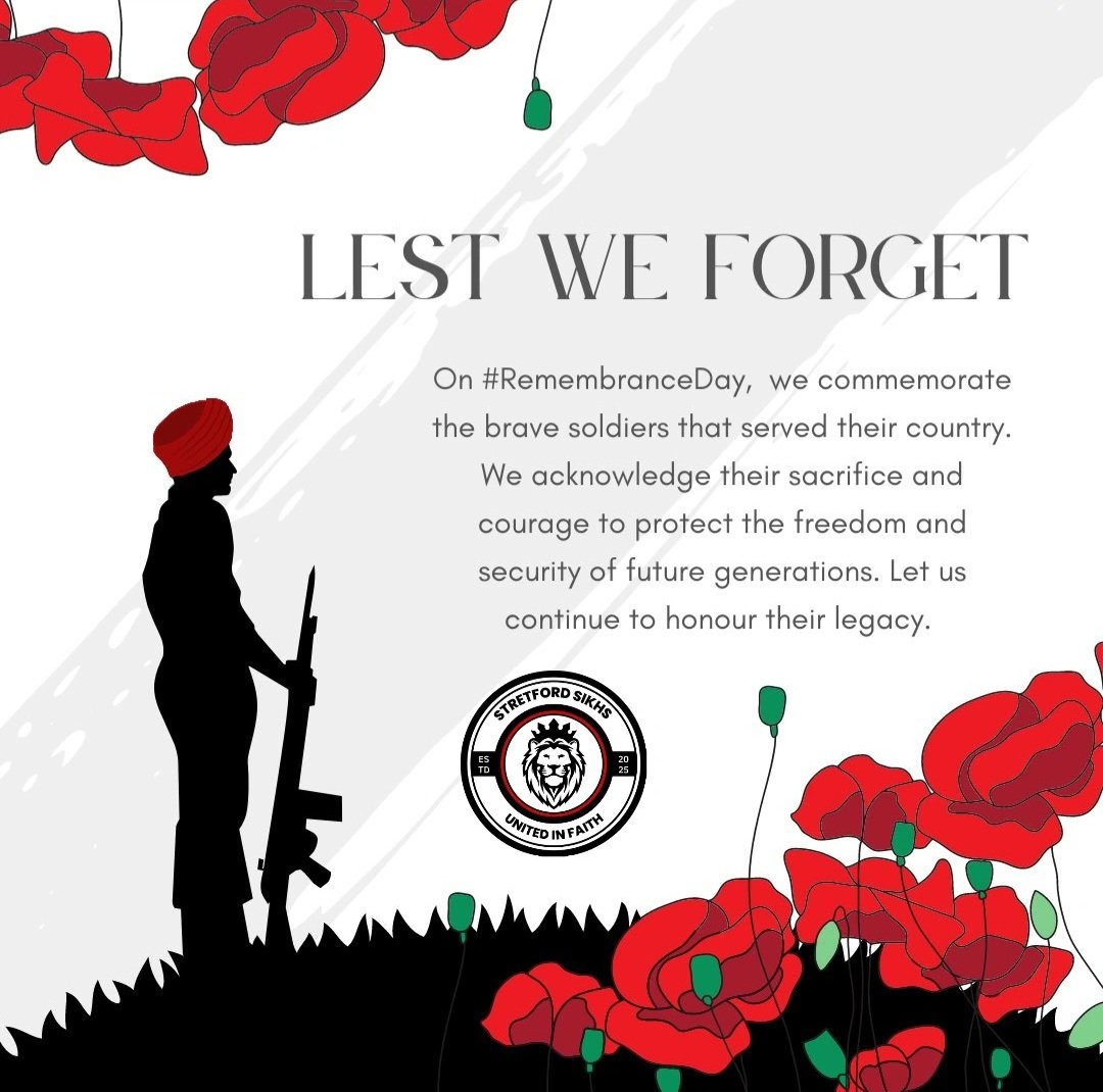 Over 83,000 brave Sikh soldiers gave their lives and more than 100,000 were wounded in World War I and II — heroes who stood for honour, justice, and freedom far from their homeland. Today, we remember their courage, their sacrifice, and the legacy of selfless service. 🙏🏽