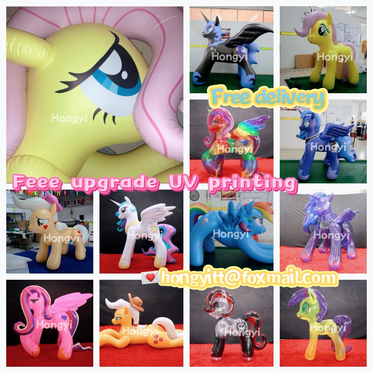 😘Our Different style ponies are always here. If you like ponies, welcome to choose the one you like😘
Please feel to email Abby:
💌hongyitt@foxmail.com

#bigsale #squeakysaturday #inflatable #toys #cartoon #hongyitoys #sphinflatables #UV #MLP