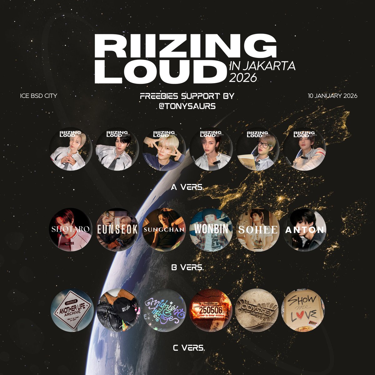 tonysaurs's tweet image. ૮₍„• ֊ •„₎ა freebies alert !!

Riizing Loud in Jakarta 2026 edition ✨
☆RTs &amp;amp; Likes are appreciated☆

by @tonysaurs 🦕
— limited qty!!
— claim info on pict
— open for trade, dm me🧡

📆 10 Jan 2026 | 📍 ICE BSD
#RIIZINGLOUDinJAKARTA #RIIZE
