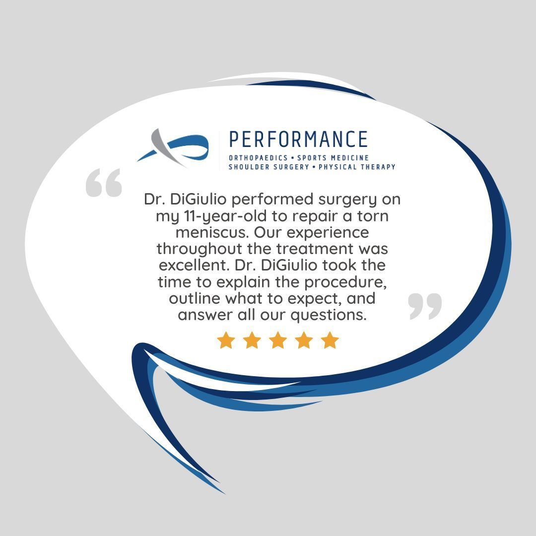 Thank you for trusting Dr. DiGiulio and our team with your child’s care. We're glad to hear the experience was smooth &amp; that we could support you every step of the way. #DrMilanDiGiulio #PerformanceOrthopaedics #patienttestimonial #testimonialtuesday #patientstory #comebackstory