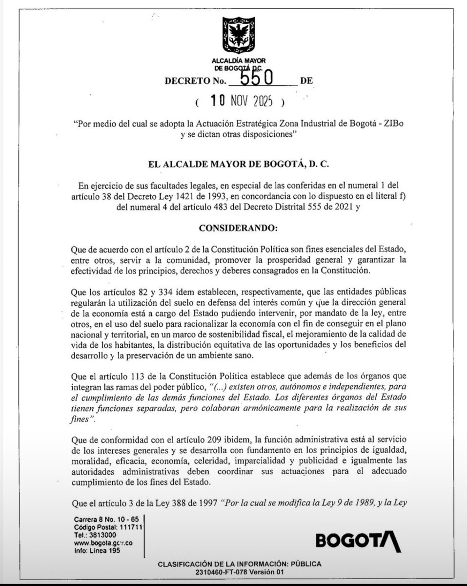 El POT de Bogotá se sigue materializando.

<a href="/Bogota/">Alcaldía de Bogotá</a> expidió el decreto que adopta la Actuación Estratégica de la Zona Industrial.

Un espacio de 542 hectáreas que se convertirá en uno de los mayores megaproyectos de transformación y revitalización urbana del país.

Felicitaciones