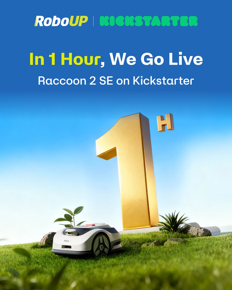 iRoboUP's tweet image. It&apos;s almost time! ⏳ In just 1 hour, Raccoon 2 SE goes live on Kickstarter.

Stay tuned. Be first. Be smart.

Explore more 👉 ow.ly/1zgu50XpRPJ

#RoboUP #Raccoon2SE #RobotMower #SmallGarden #Kickstarter