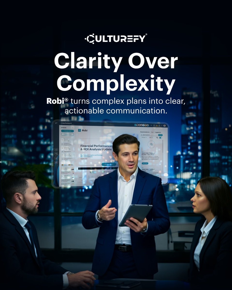 CulturefyAi's tweet image. Culturefy’s Robi® uses AI-powered cultural intelligence to turn complex plans into clear, actionable communication that keeps every team aligned and accountable.

Clarity drives execution.

Source: Forbes
#Culturefy #Robi #AIExecution