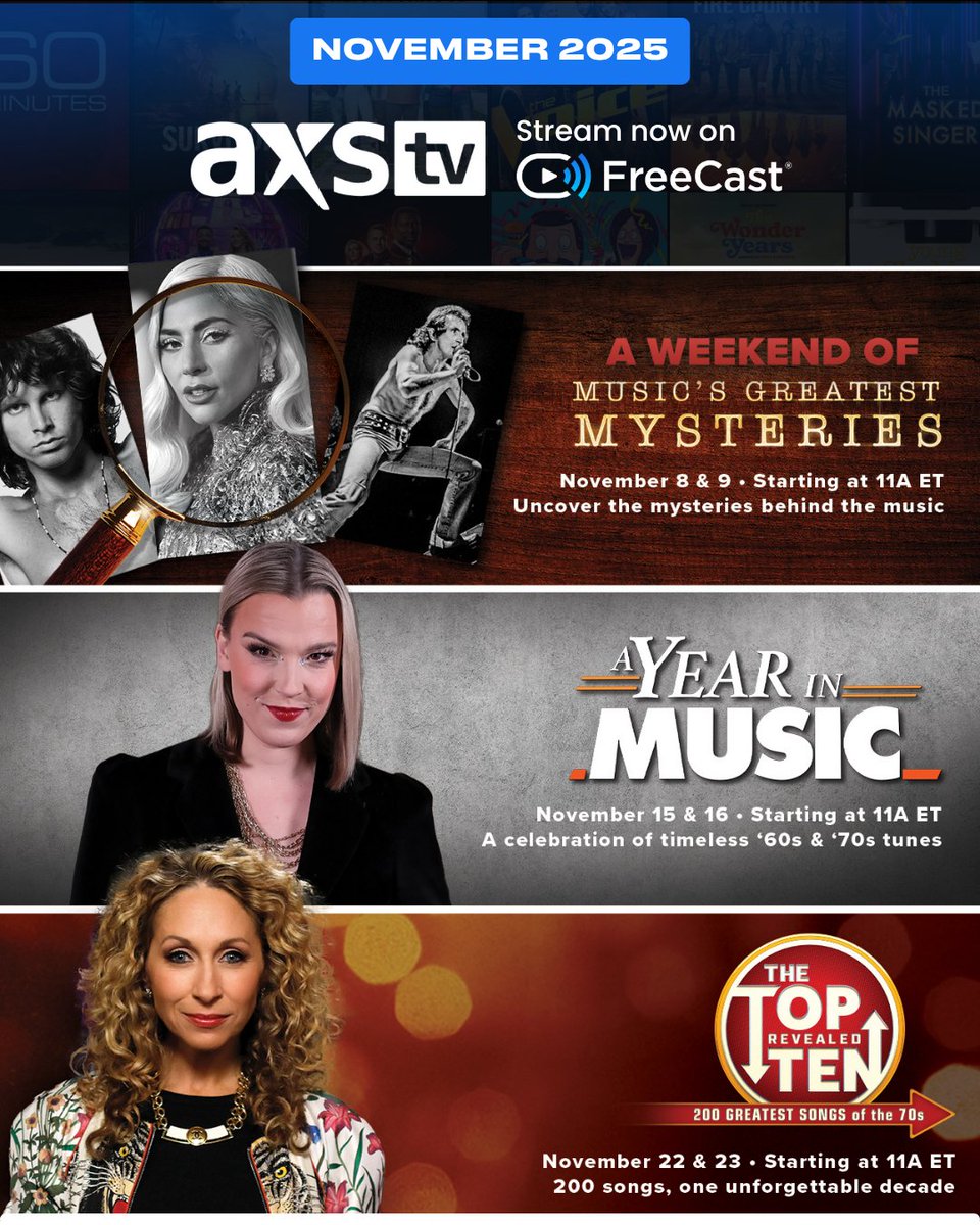🎸 November rocks on @AXSTV Uncover the mysteries, music, and
