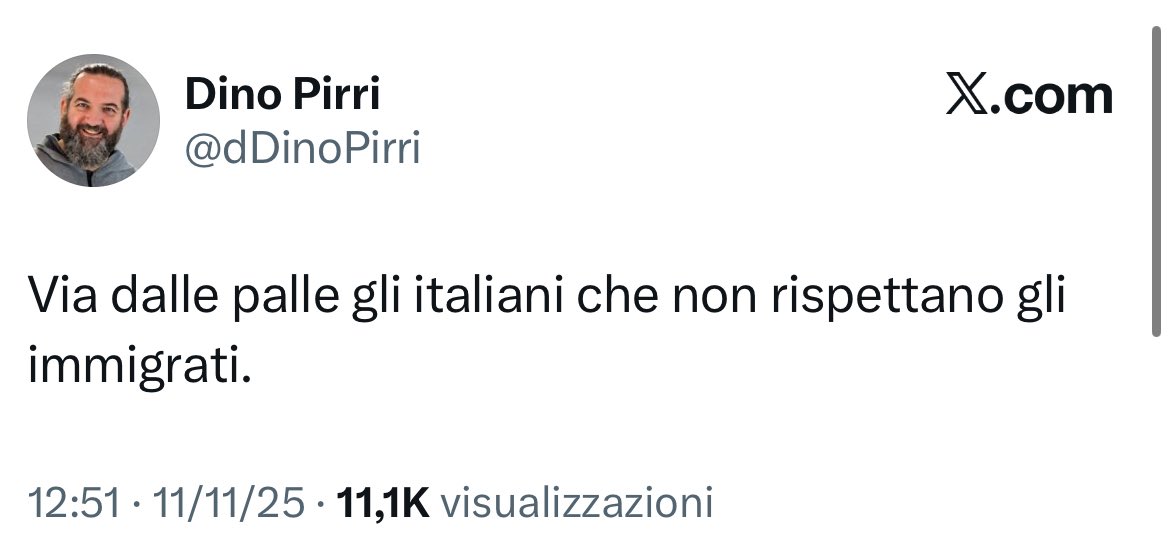 Via dalle palle i clandestini, gli immigrati criminali e pure gli italiani che li coccolano.
<a href="/dDinoPirri/">Dino Pirri</a>