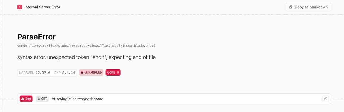 YoelBaezDev's tweet photo. @calebporzio 
Hey bro!

I’m having trouble with the modal component and it’s showing me this error. Any idea how to fix it? https://t.co/PoGqErmViS