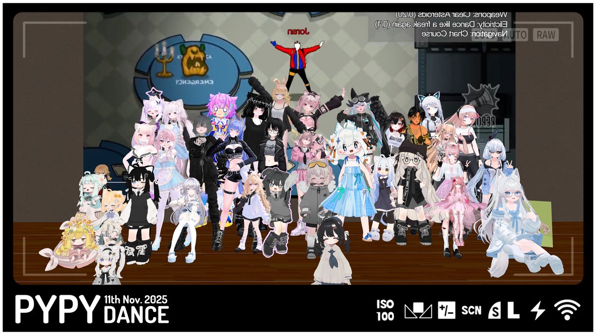 JudyWei_VRC's tweet image. 11th Nov. 2025 - PYPY

今夜もいっぱい踊ってくれてありがとう～久しぶりのPublic集合写真めっちゃ楽しかったね！

みんなおつかれさま、ゆっくり休んでね
おやすみなさい♡

#PyPyDance