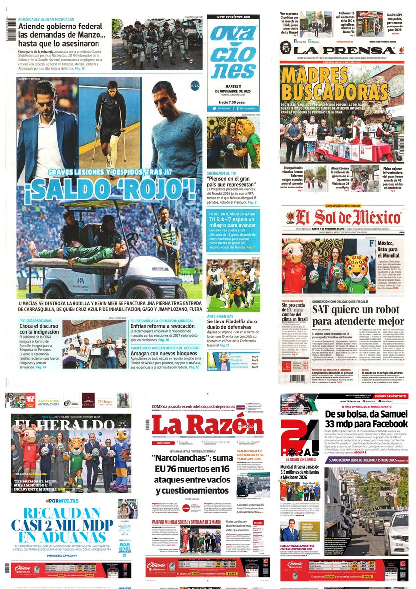 castroclemente's tweet image. En #PrimerasPlanas 
#Portadas 
- Ejecutaron al asesino de edil en Uruapan 
- Marinos de élite a la caza de grandes capos

Hay #monos tirando lodo 

EnTT: Martes 11 #MañaneraDelPueblo Plan Michoacán Ricardo Salinas Pliego #KornoPanzón

#EnPortada 
#TromposyPirinolas
#FelizMartes