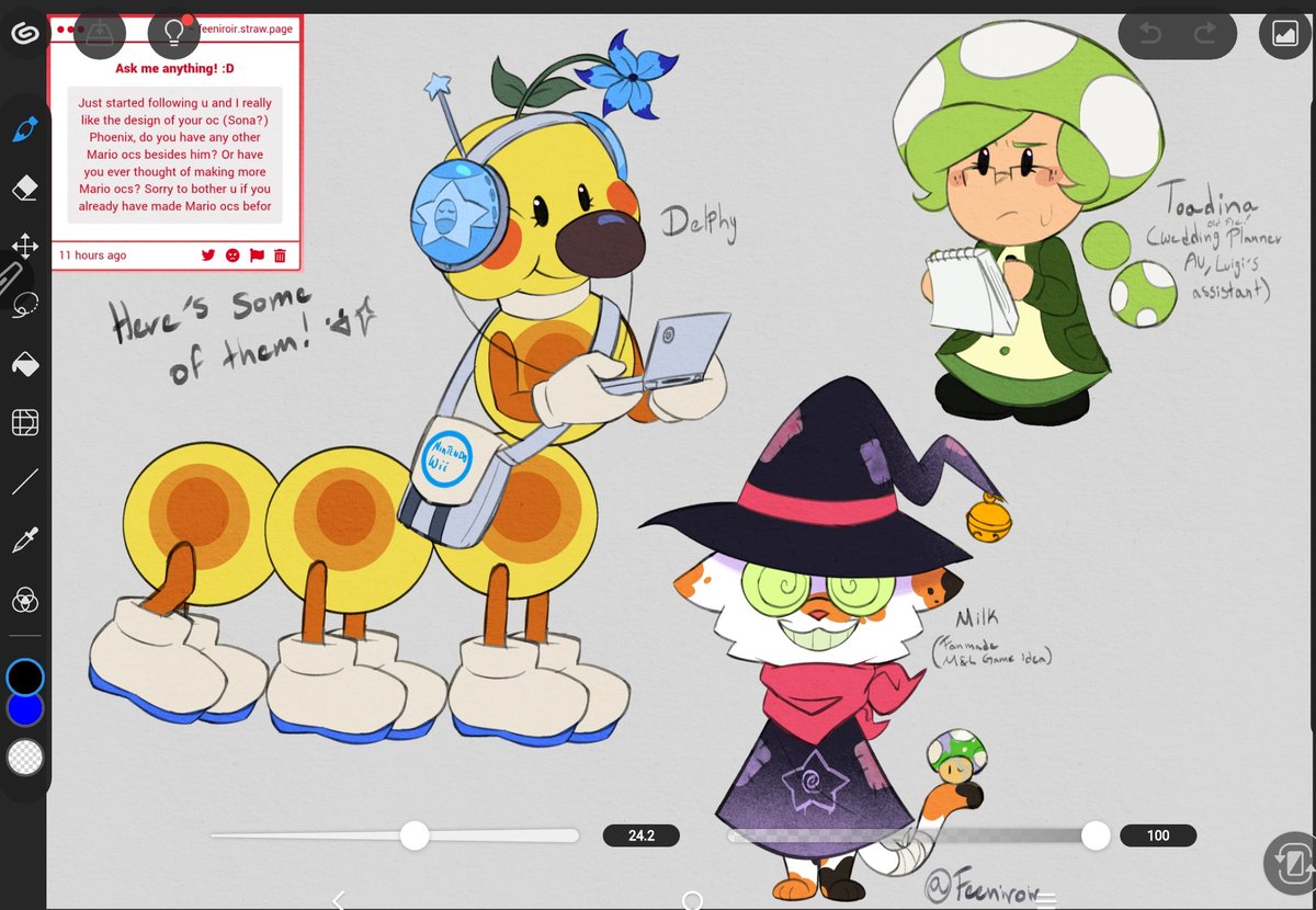 Feeniroir's tweet image. Drew some of the Mario ocs I have bc someone in strawpage asked :]✨

#mariooc #smb
