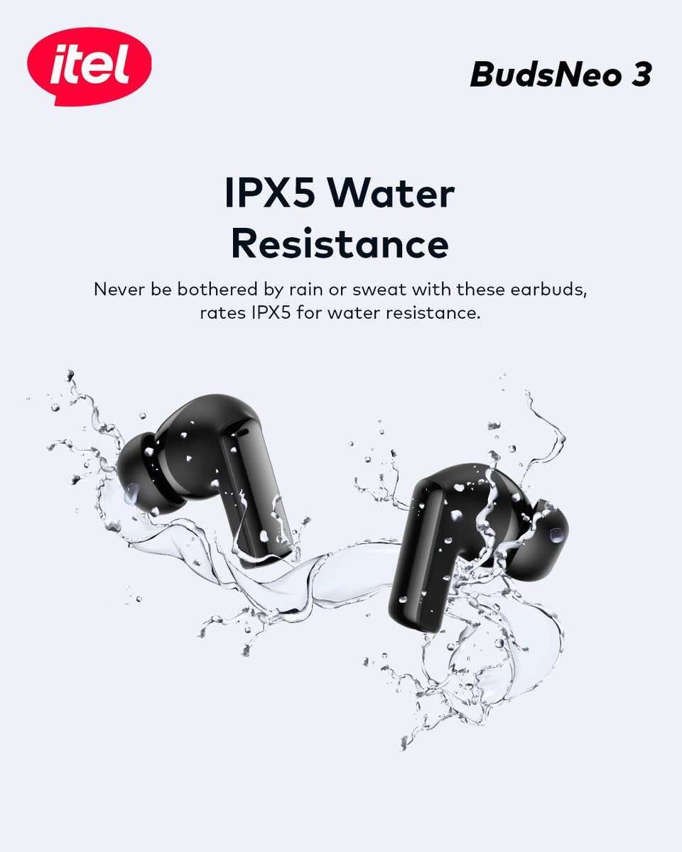 iteluganda's tweet image. Rain or sweat your music never stops! 

#itelaccessories
#IPX5
#itelBudsNeo3
