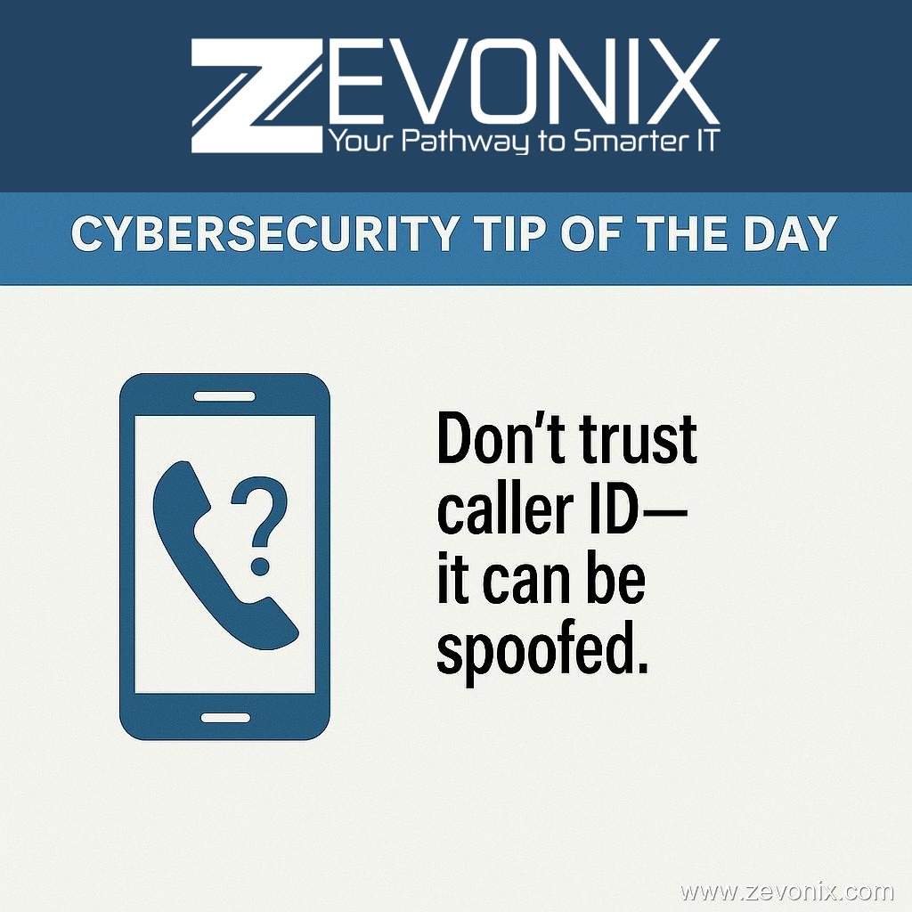 Zevonix_IT's tweet image. 📱 Don’t trust caller ID — it can be spoofed.
Scammers can make it look like they’re calling from a trusted number. Always verify before sharing sensitive info.
👉 zurl.co/ErvAK

#CyberSecurity #PhoneScams #Zevonix