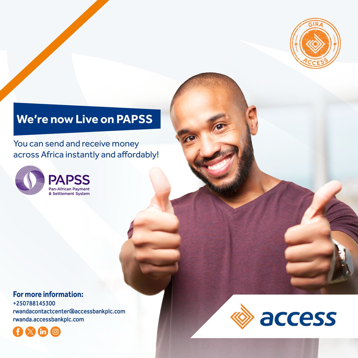 We have joined PAPSS to serve give you more options! Transfer your funds accross Africa instantly and affordably.
#AccessBankRwanda