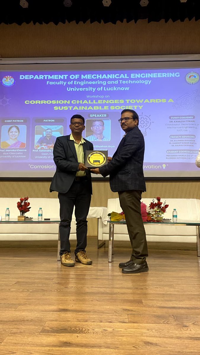 foetlkouniv's tweet photo. The Dept of Mech. Engg, @foetlkouniv , @lkouniv successfully organized a workshop on “Corrosion Challenges Towards a Sustainable Society". Dr. Shashi Bhushan Arya (NITK, Surathkal) delivered an insightful session in presence of Dean FoET @satendrasejong
#CorrosionScience. https://t.co/QzEm00fOKe