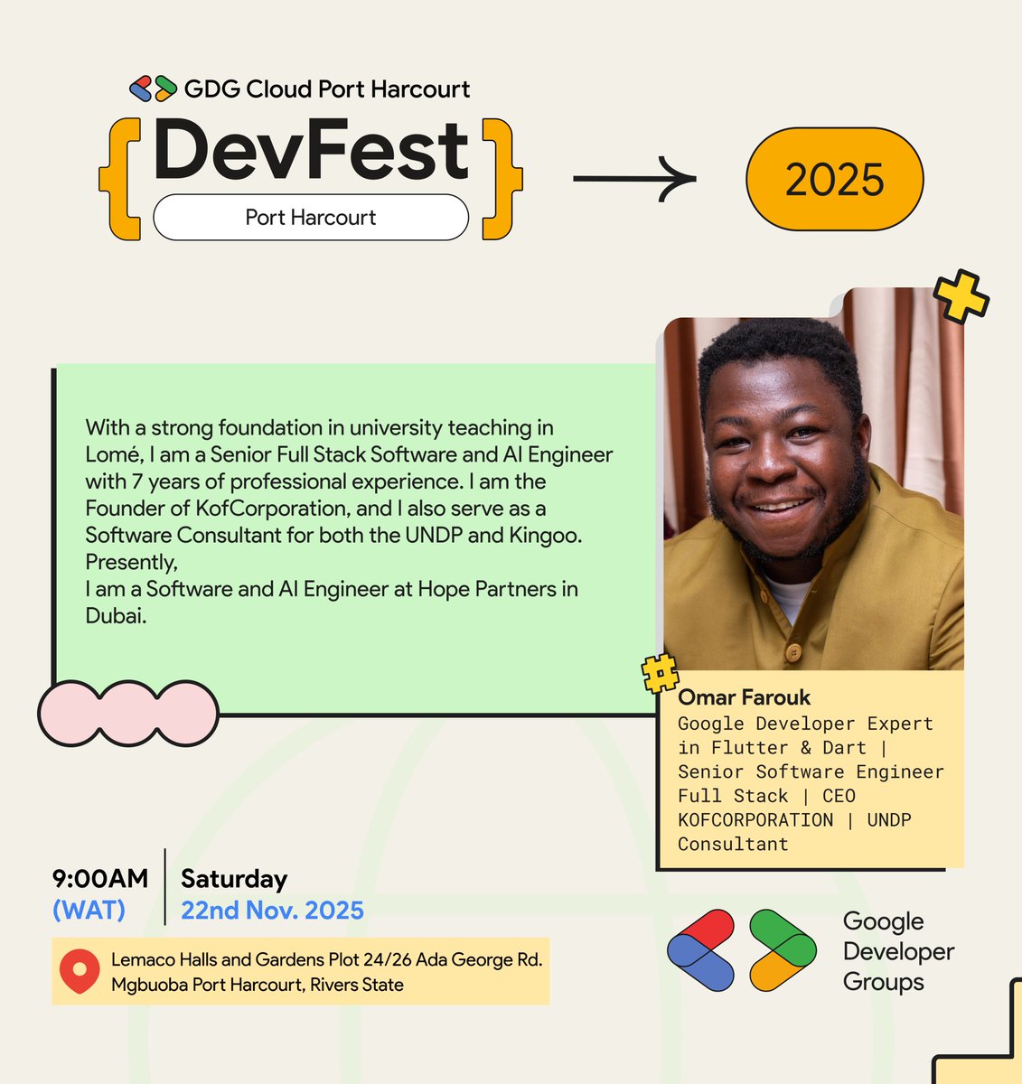 gdgcloudph's tweet photo. Speaker Spotlight:

What happens when AI meets Flutter? 

Find out with @OKougbada, Google Developer Expert (Flutter &amp; Dart), as he shows us how to build an AI-powered diagnosis app — live at #DevFestPH2025!

RSVP now: https://t.co/wFwrUMdw7i 

#DevFestPH2025 #DevfestPH25 https://t.co/p5cVJsod3h