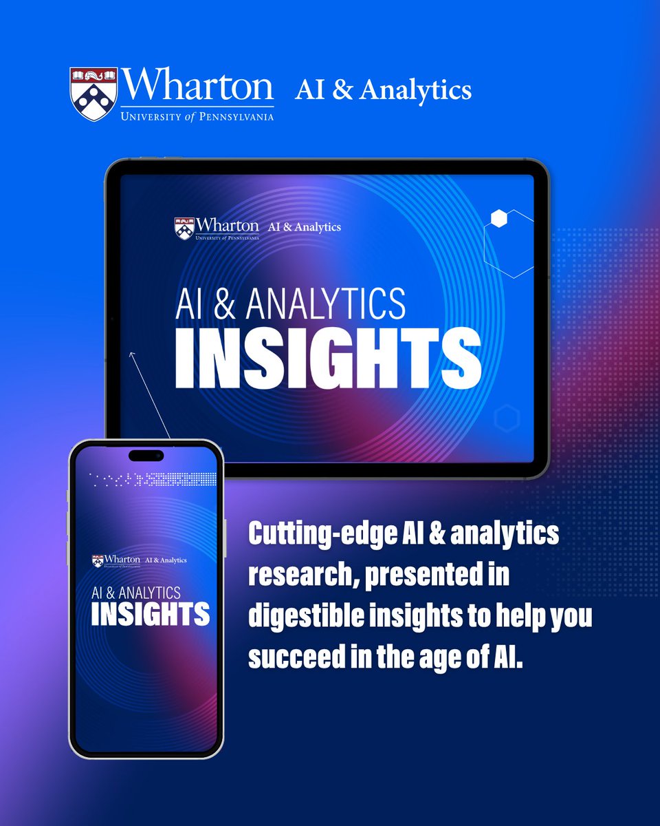 Introducing @wharton AI &amp; Analytics Insights – a content series designed for professionals on the go. Whether you manage from the C-suite or your career is just underway, our Insights help you save time, stay prepared, and lead with confidence: ai-analytics.wharton.upenn.edu/wharton-ai-ana…