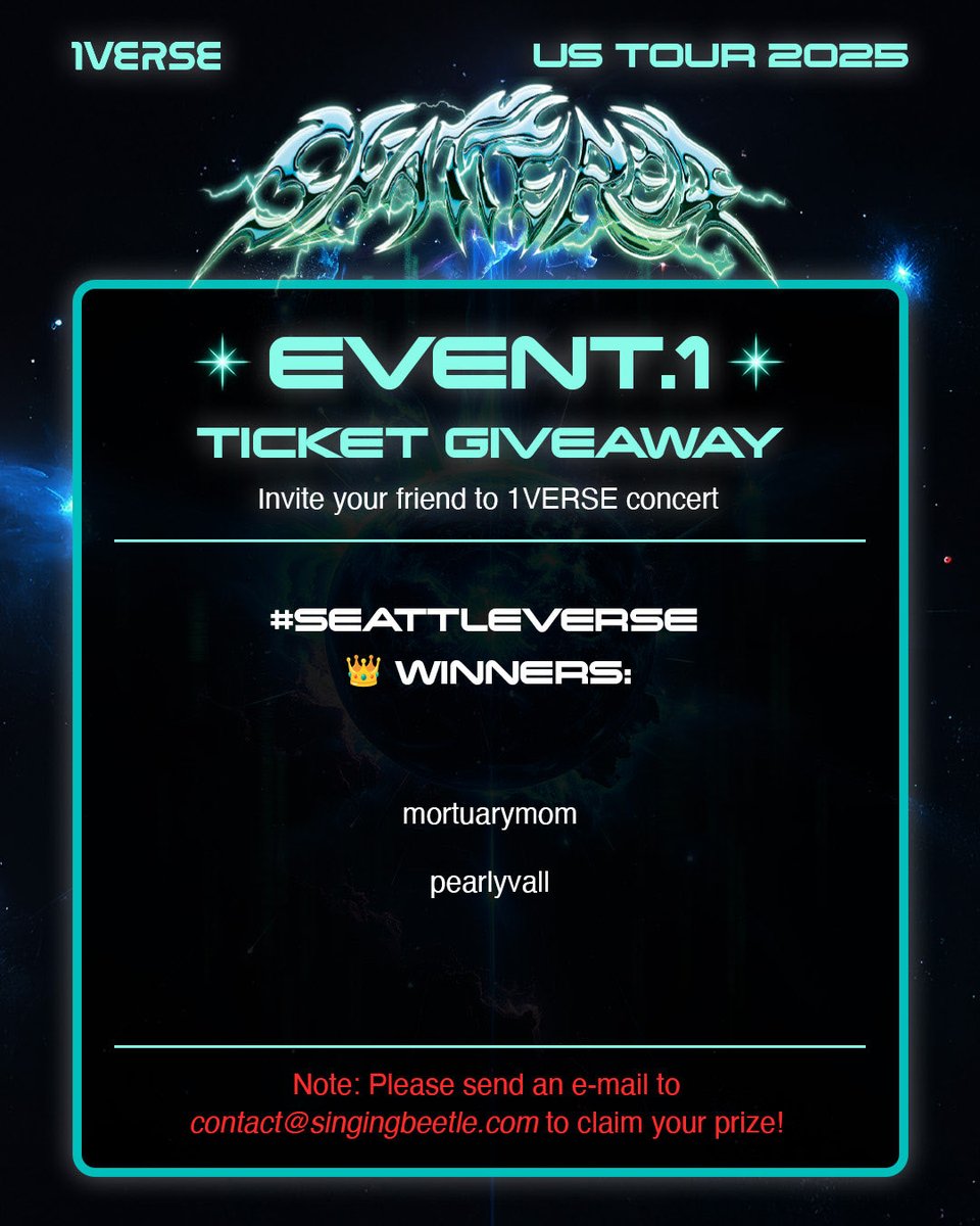 [👑]  Seattle 1VERSE Tour Ticket Giveaway Event Winners Announcement (part 2)

Please check the link below:
🔗 1verse.bstage.in/community/boar…

* Previous winners in Seattle are also invited to come with their plus ones

#SHATTEREDTOUR #1VERSEUSTOUR2025