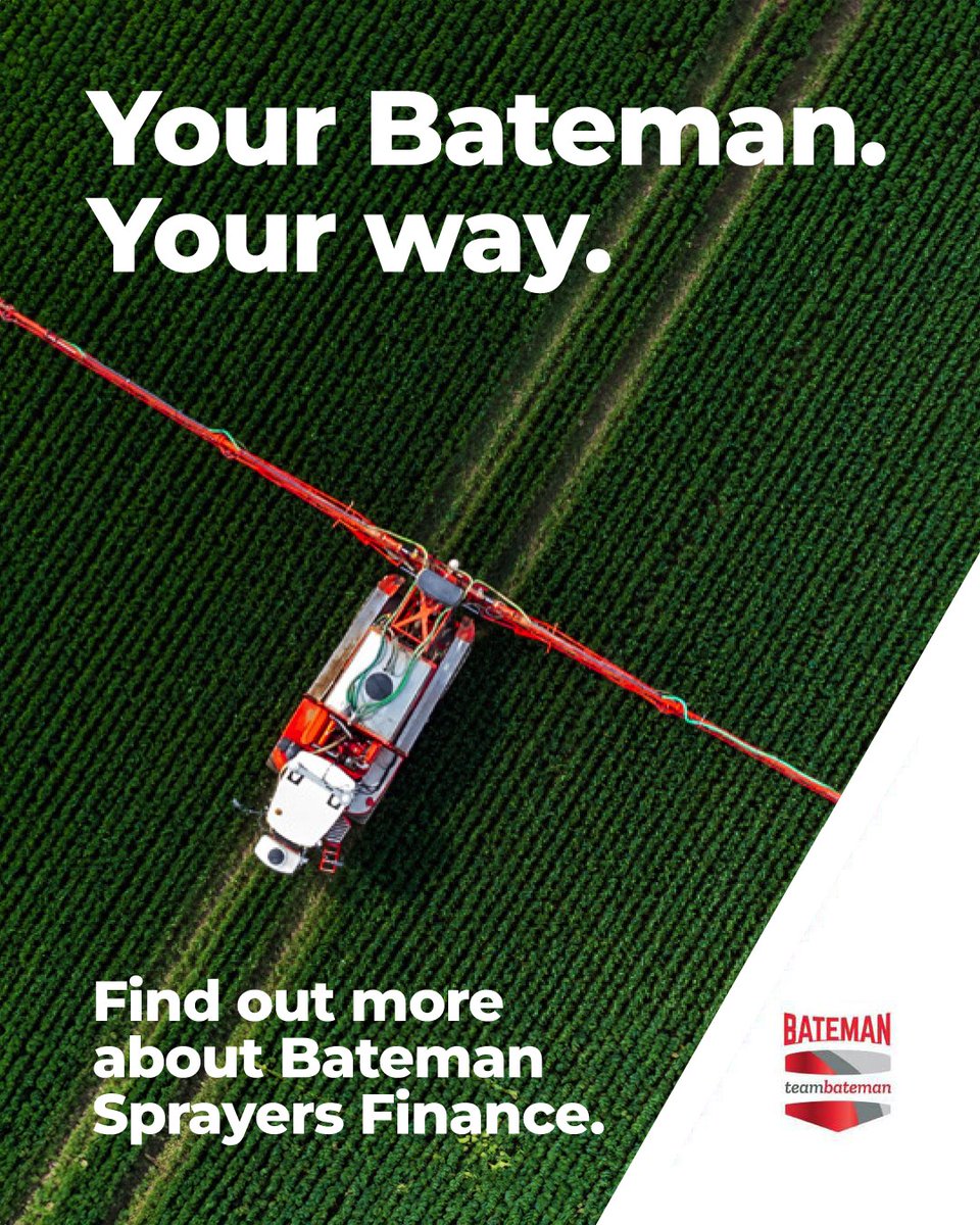 Upgrading your sprayer doesn’t have to mean a big upfront cost - with Bateman Sprayers Finance, you can spread the cost of your new machine.

Let’s find a finance package that works for your farm - learn more at batemansprayers.com/bateman-spraye…

#BatemanSprayers #CropSprayers