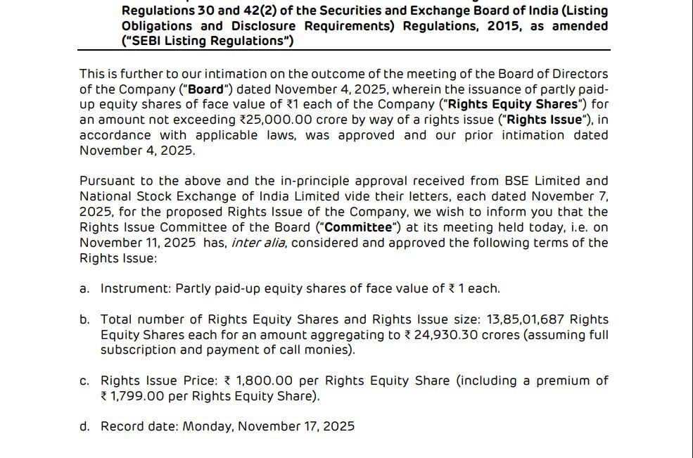Ashishkafunda's tweet photo. Adani Enterprises Right Issue Details -
Right Issue Price - 1800 Per share
Record Date - 17 November 2025.
#Adanienterprises
#Rightissue