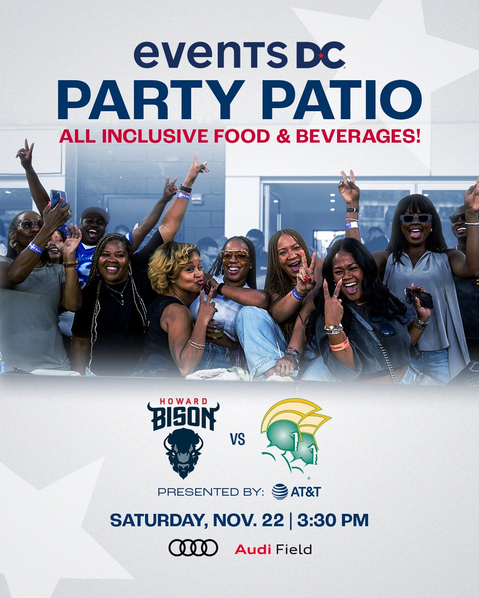AudiField's tweet image. Party with us on the @TheEventsDC Party Patio for the Howard vs. Norfolk State game on November 22 at 3:30 p.m.

Get your 🎟️: gofevo.com/event/EDCParty…