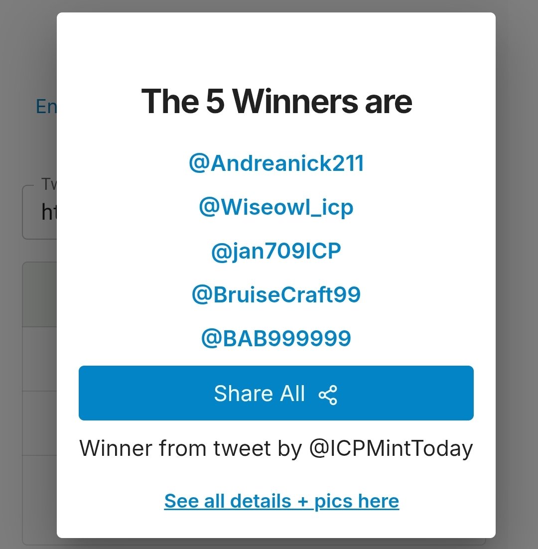 ICPMintToday's tweet photo. Congrats xpickr Winners - built by @xpickr - $ICP

@Andreanick211 
@Wiseowl_icp 
@jan709ICP 
@BruiseCraft99 
@BAB999999 

 #xpickr #ICP #soulcrafter #Giveaway https://t.co/hufSzo1JZF