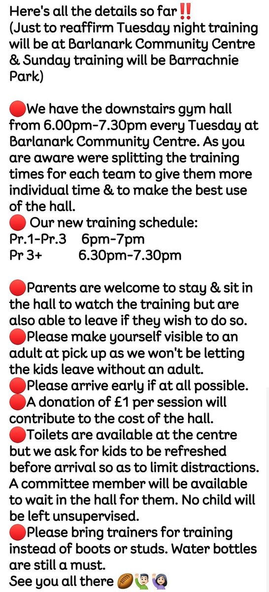 GEJRFC2019's tweet photo. Tuesday Night Training 🙋🏻‍♀️🙋🏻‍♂️
Pr. 1-Pr. 3 6pm 🕕 
Pr. 4-S1 6.30pm🕡 
Barlanark Community Centre 😊 
For any additional info check below ⏬ Contact us 📩 Check our socials ⏫ Or our website ⏬:
https://t.co/XLxQqnjovZ
See you there 🙋🏻‍♂️🙋🏻‍♀️
@Glasgow_Sport https://t.co/pyZHzd8hGK
