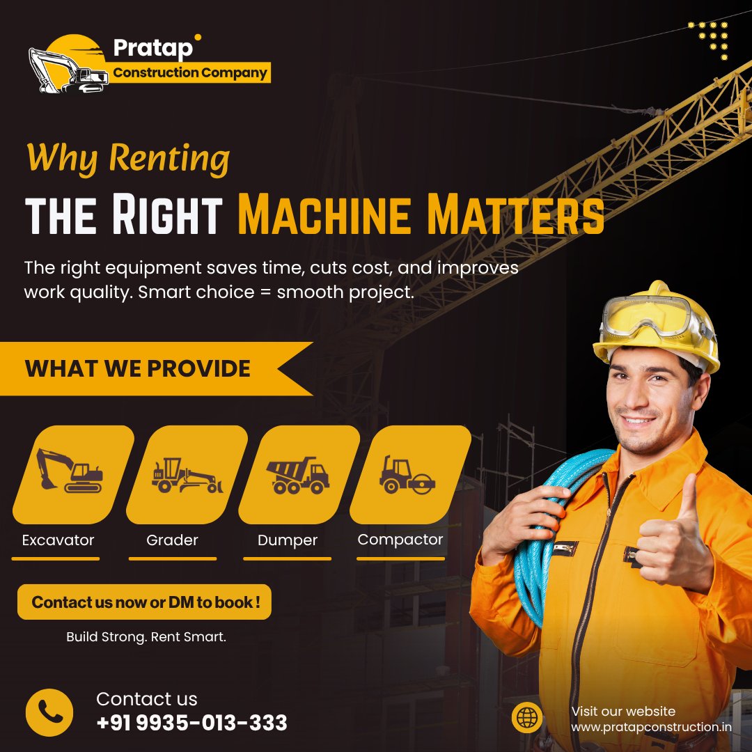 Pratapconstr's tweet photo. Right machine. Right project. Right time.
Rent reliable heavy equipment with Pratap Construction.
📞 +91 9935-013-333
#Construction #HeavyMachinery #Varanasi https://t.co/YVxy4ftd0W