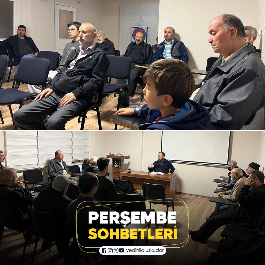 YediHilal Üsküdar olarak Perşembe Sohbetlerinde bu hafta Şuhayip Akıncı hocamızla güzel bir sohbet yaptık. 
Teşrifleri ve sohbetleri için
Hocamıza ve tüm katılımcılarımıza teşekkür ederiz.

#YediHilalÜsküdar
#PerşembeSohbetleri