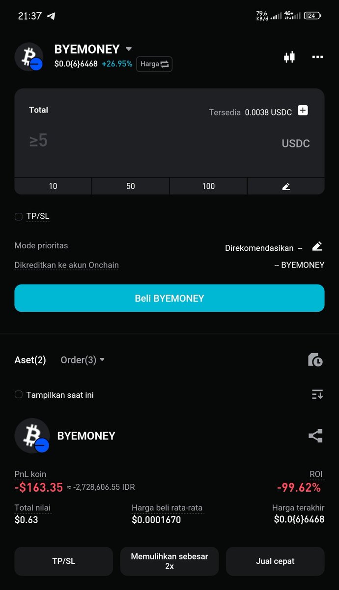 FsixPoci's tweet photo. @BitgetID @DevWeb3Bandung Kak ini gimana ya saya beli di bitget onchain ca nya udah bener tapi malah mines 99% gimana ini kak ? https://t.co/YYoZlHh0Th
